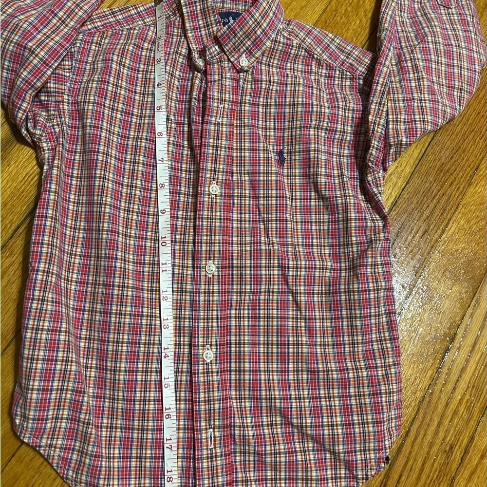 Ralph Lauren Polo Shirt Boys Large 6 Red Button Up Flip Collar Preppy